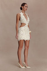 Jaylene Floral Crochet Mini Dress - White