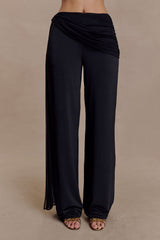 Aspyn Slinky Gathered Wide Leg Pants - Black