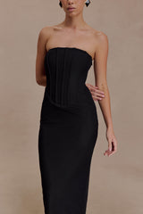 Gemma Strapless Mesh Maxi Dress - Black