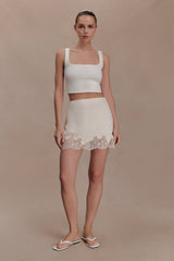 Nina Lace And Satin Mini Skirt - Ivory