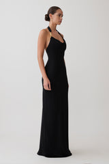 Khanh Slinky Halter Maxi Dress - Black