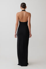 Khanh Slinky Halter Maxi Dress - Black