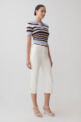 Mary Denim Capris - White