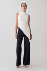 Suong High Neck Gathered Top - White