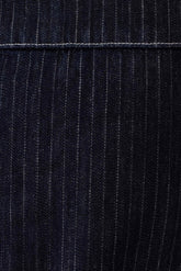 Loraine Mid Rise Denim Mini Skirt - Indigo Pinstripe