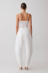 Jasper Sheer Plunge Lace Bodysuit - Ivory