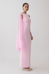 Farid Bandage Midi Dress With Chiffon - Baby Pink
