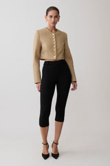 Marielle Button Up Cropped Jacket - Taupe