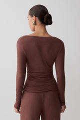 Sari Long Sleeve Modal Top - Chocolate