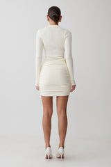 Agness Long Sleeve Button Up Knit Dress - Ivory