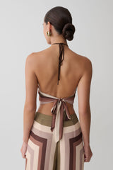 Thea Halter Chiffon Sleeveless Top - Multi Stripe