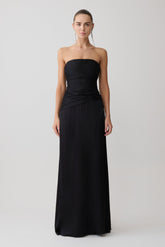 Serena Strapless Taffeta Maxi Dress - Black