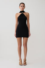 Hector Halter Neck Knit Mini Dress - Black