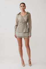Frankie Organza Cross Over Shirt - Smoke