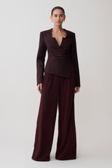 Agatha Square Neck Blazer - Plum Pinstripe