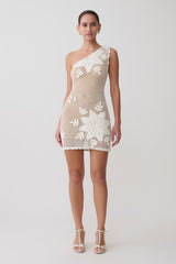 Barker Hand Crochet Knit Mini Dress - White