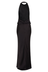 Rinna Satin Halter Maxi Dress - Black