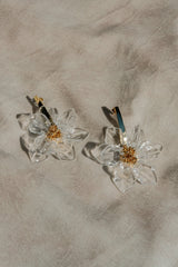 Naomi Acrylic Flower Earring - Gold
