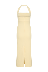 Amelita Suiting Halter Midi Dress - Pale Lemon