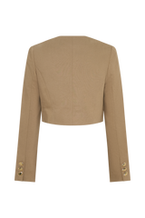 Marielle Button Up Cropped Jacket - Taupe