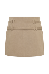 Marielle Double Belt Mini Skirt - Taupe