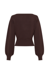 Mertyle Aysmetrical Knit Jumper - Deep Chocolate