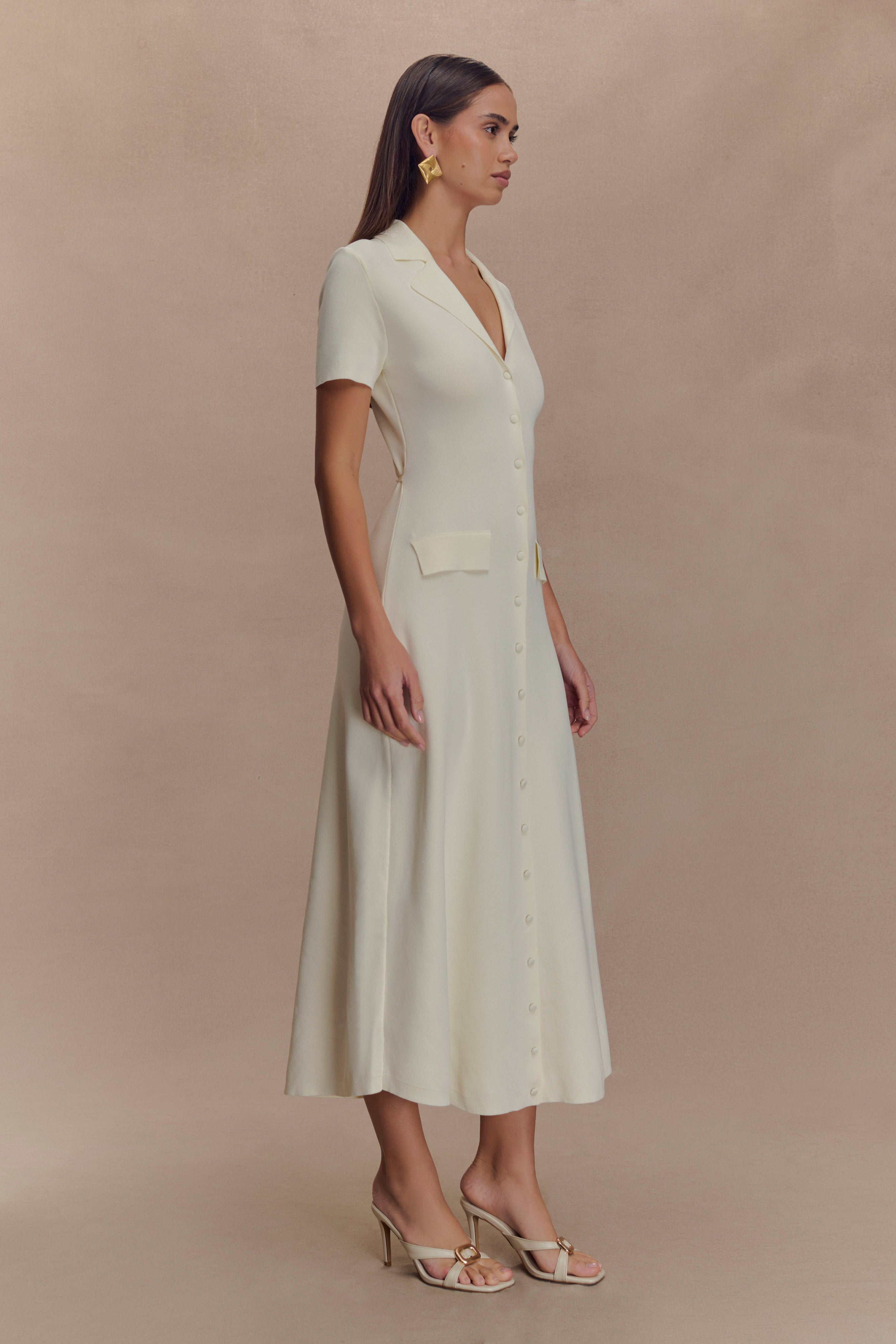 Pearson Short Sleeve Knit Midi Dress - Ivory