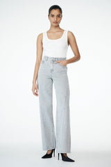 Georgette Mid Rise Paneled Denim Jeans - Grey