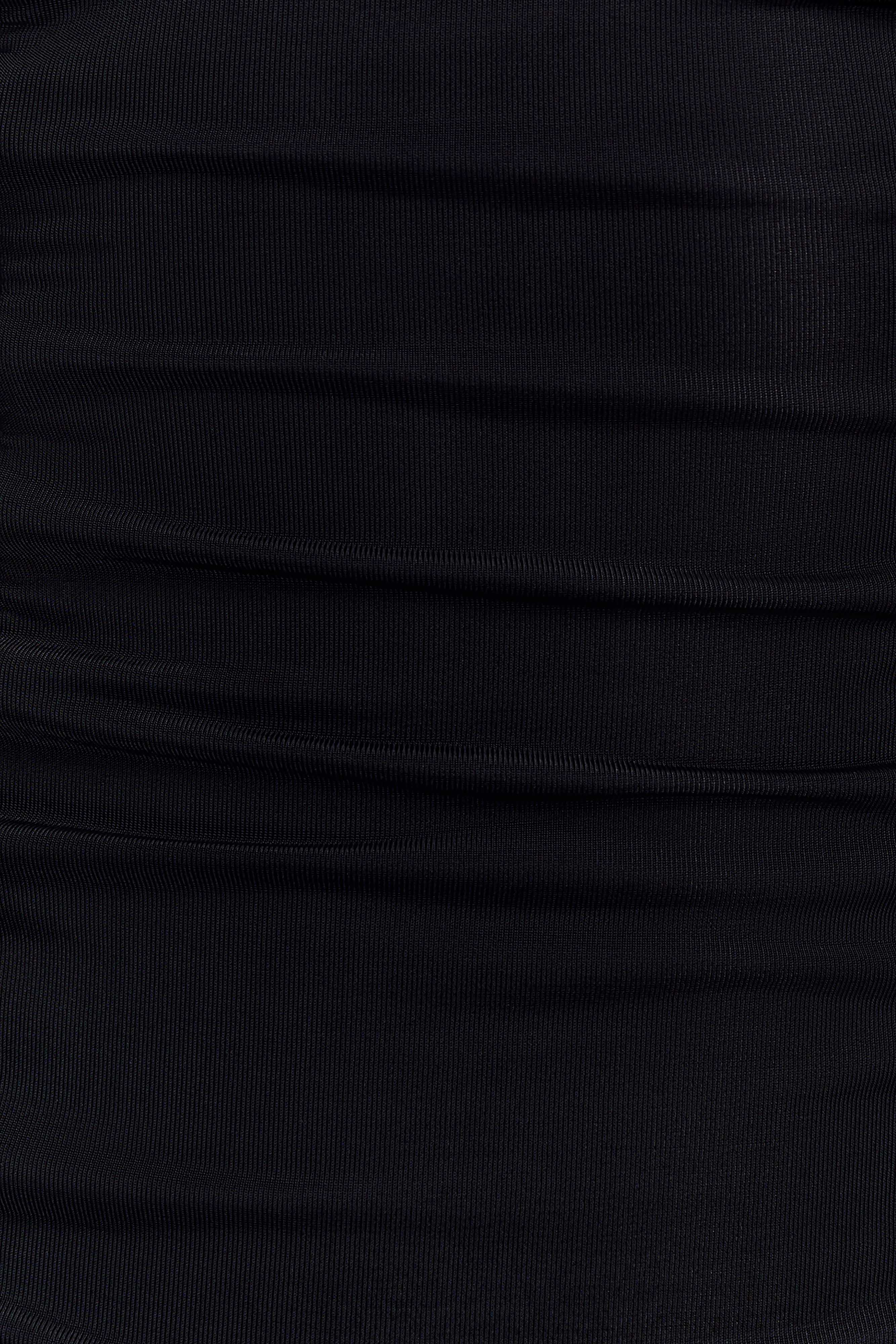 Mattea Slinky And Mesh Maxi Dress With Scarf - Black