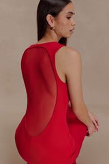 Marlon Crepe And Mesh Maxi Dress - Cherry Red