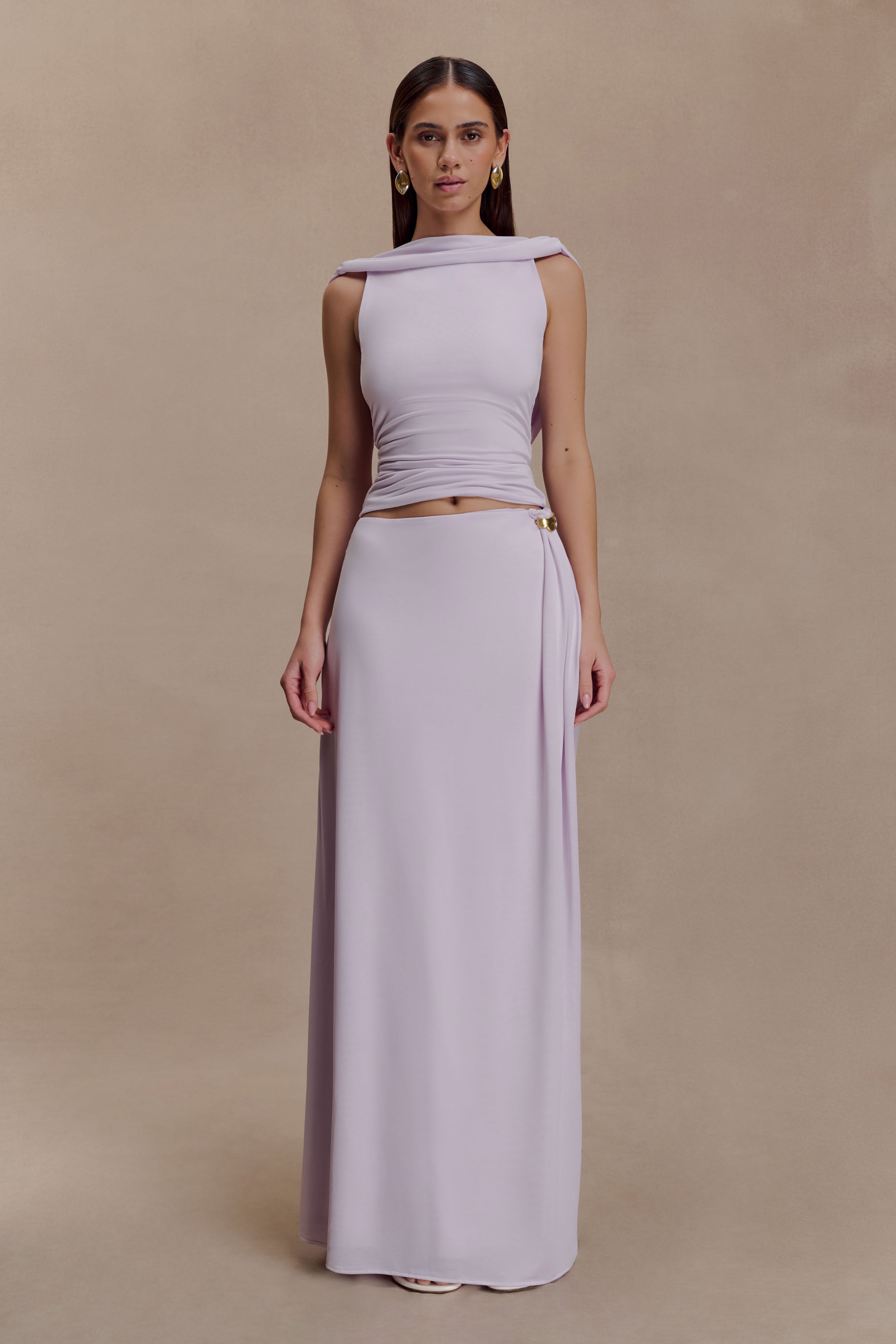 Bridget Slinky Cowl Back Top - Dusty Lilac