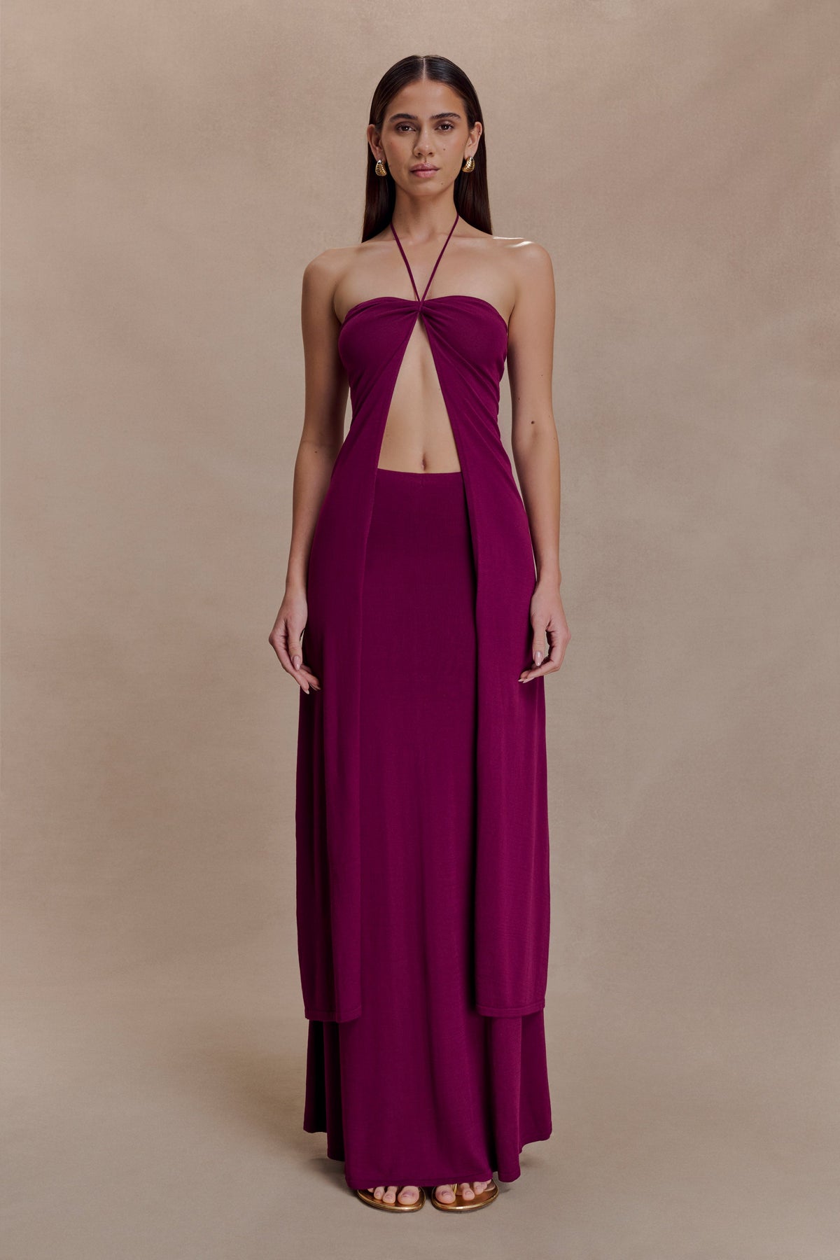 Marimae Long Knit Top - Plum