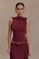 Bridget Slinky Cowl Back Top - Burgundy