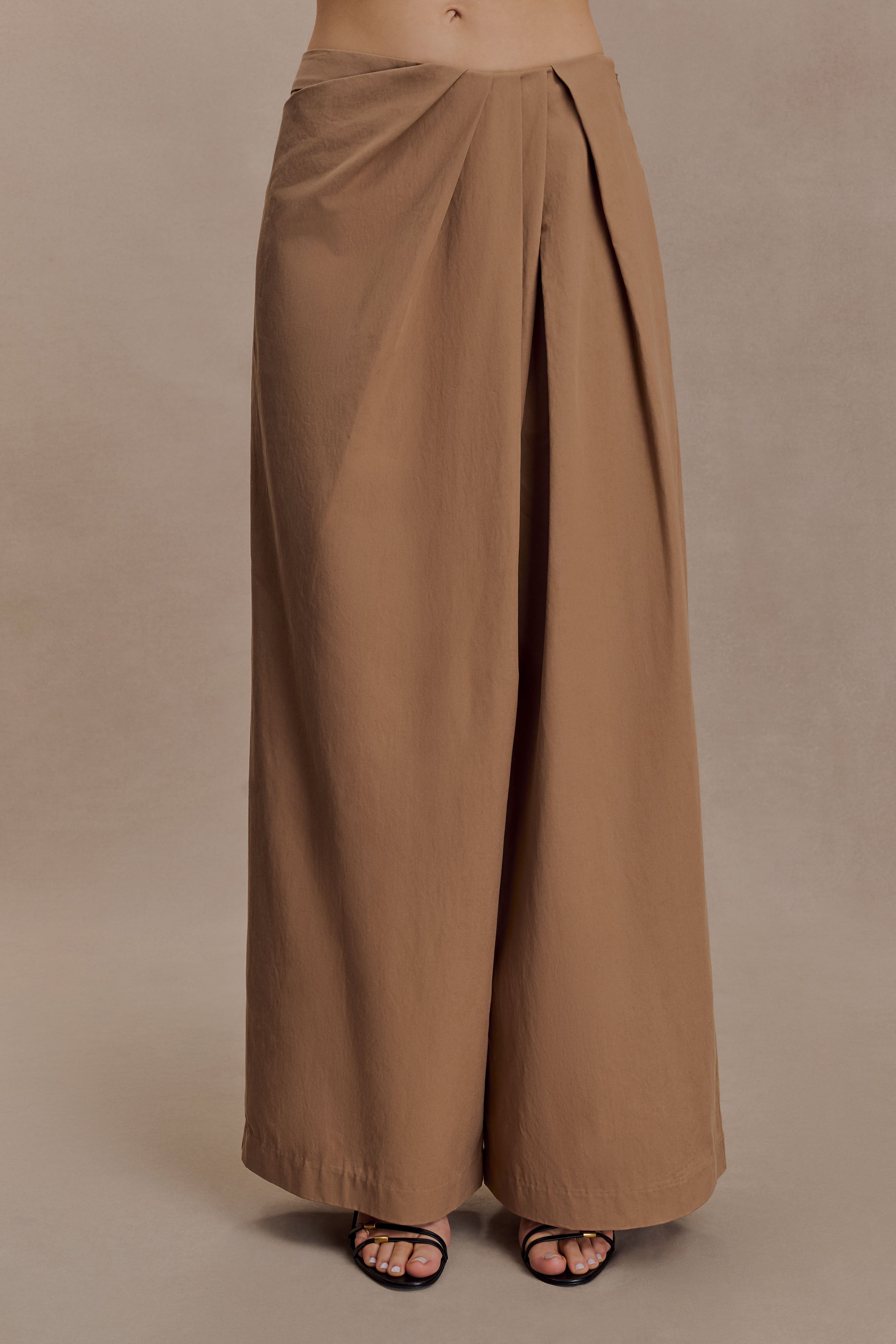 Owen Draped Wide Leg Pants - Mocha
