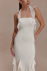 Etta Ruffle Slinky Maxi Dress - Ivory