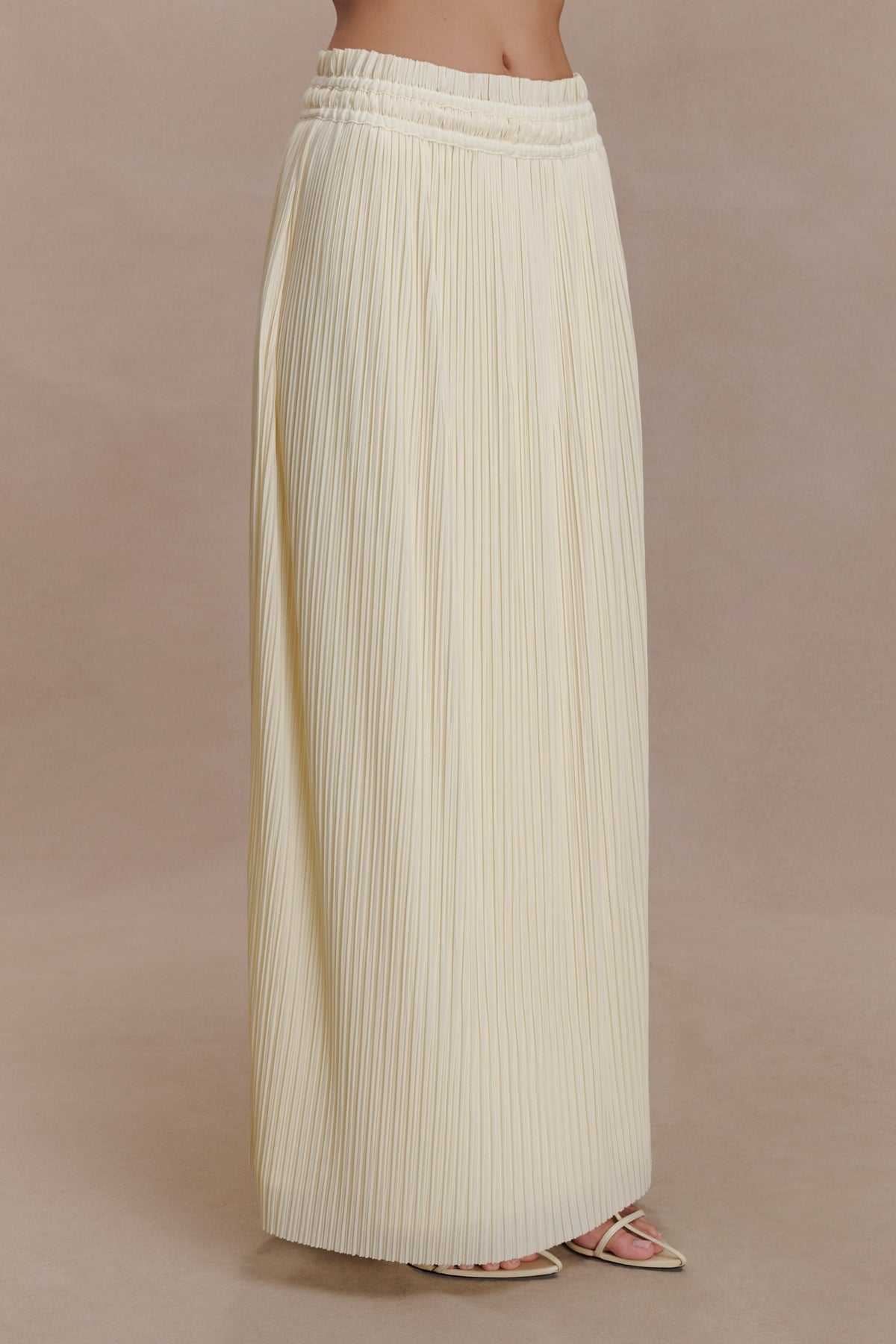 Amaris Gathered Plisse Maxi Skirt - Lemon