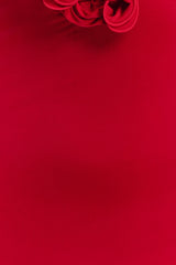 Allegra Off Shoulder Ruffle Midi Dress - Ruby