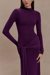 Grayson Knit Chiffon Maxi Dress - Plum