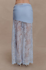 Lucy Lace And Knit Skirt - Cornflower Blue