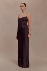 Nina Satin And Lace Camisole - Chocolate