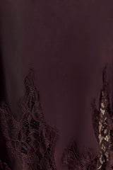 Nina Satin And Lace Maxi Skirt - Chocolate
