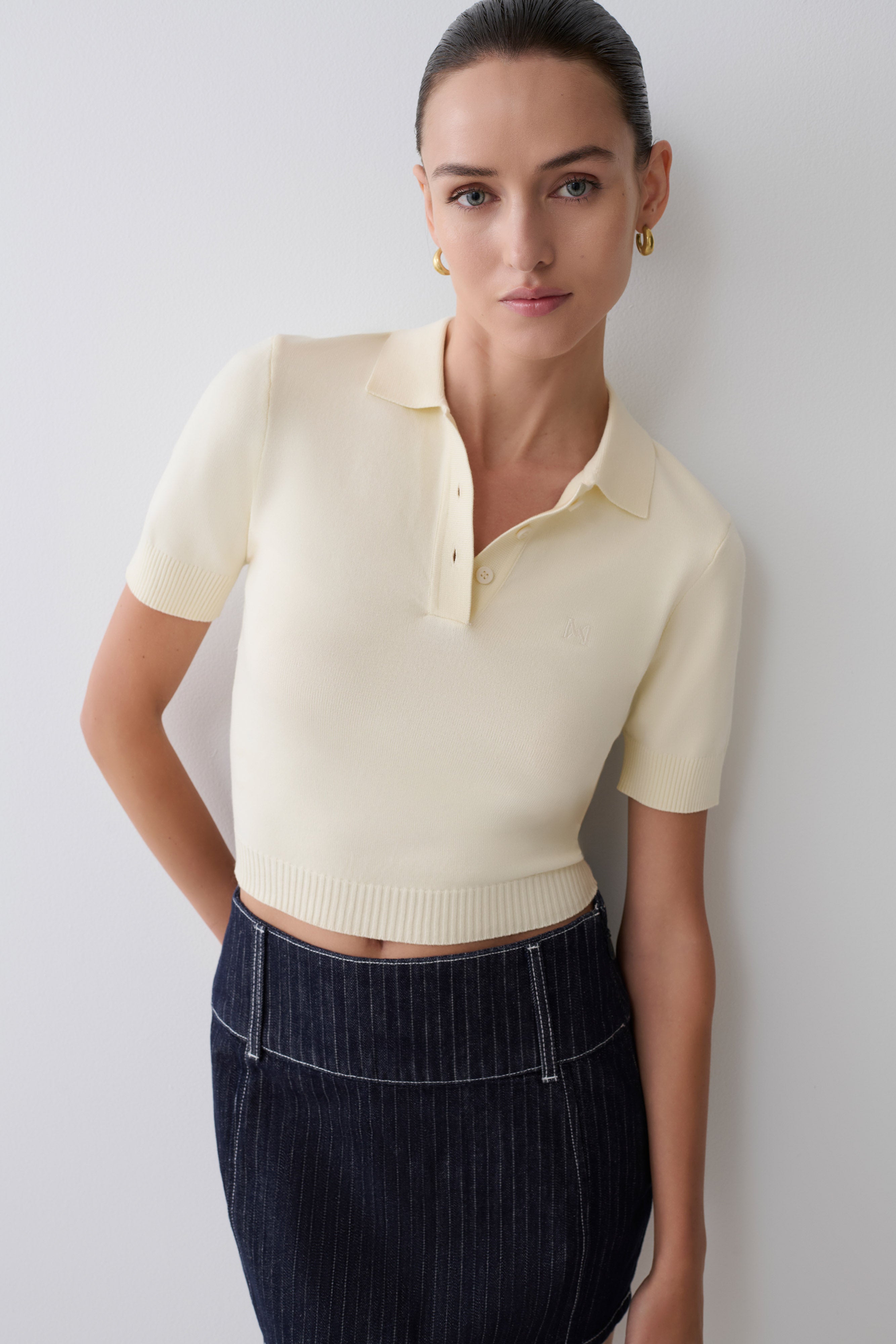 Philly Knit Button Up Top - Ivory