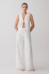Tessa Broderie Straight Leg Pants - White