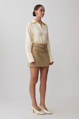 Gia Long Sleeve Satin Shirt - Buttermilk