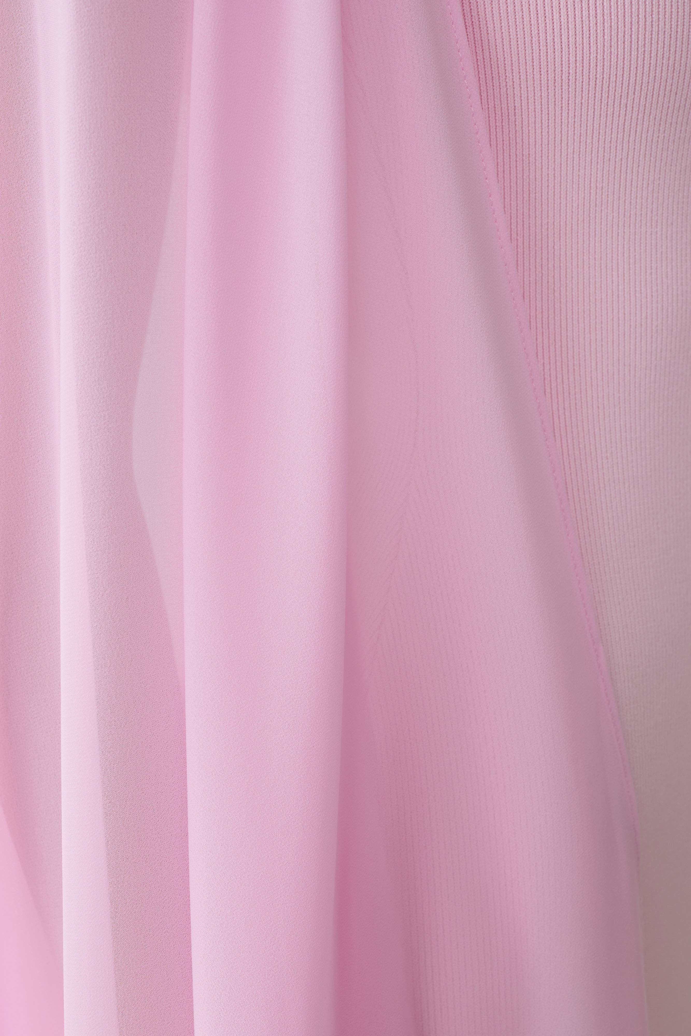 Farid Bandage Midi Dress With Chiffon - Baby Pink