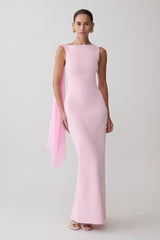 Farid Bandage Midi Dress With Chiffon - Baby Pink