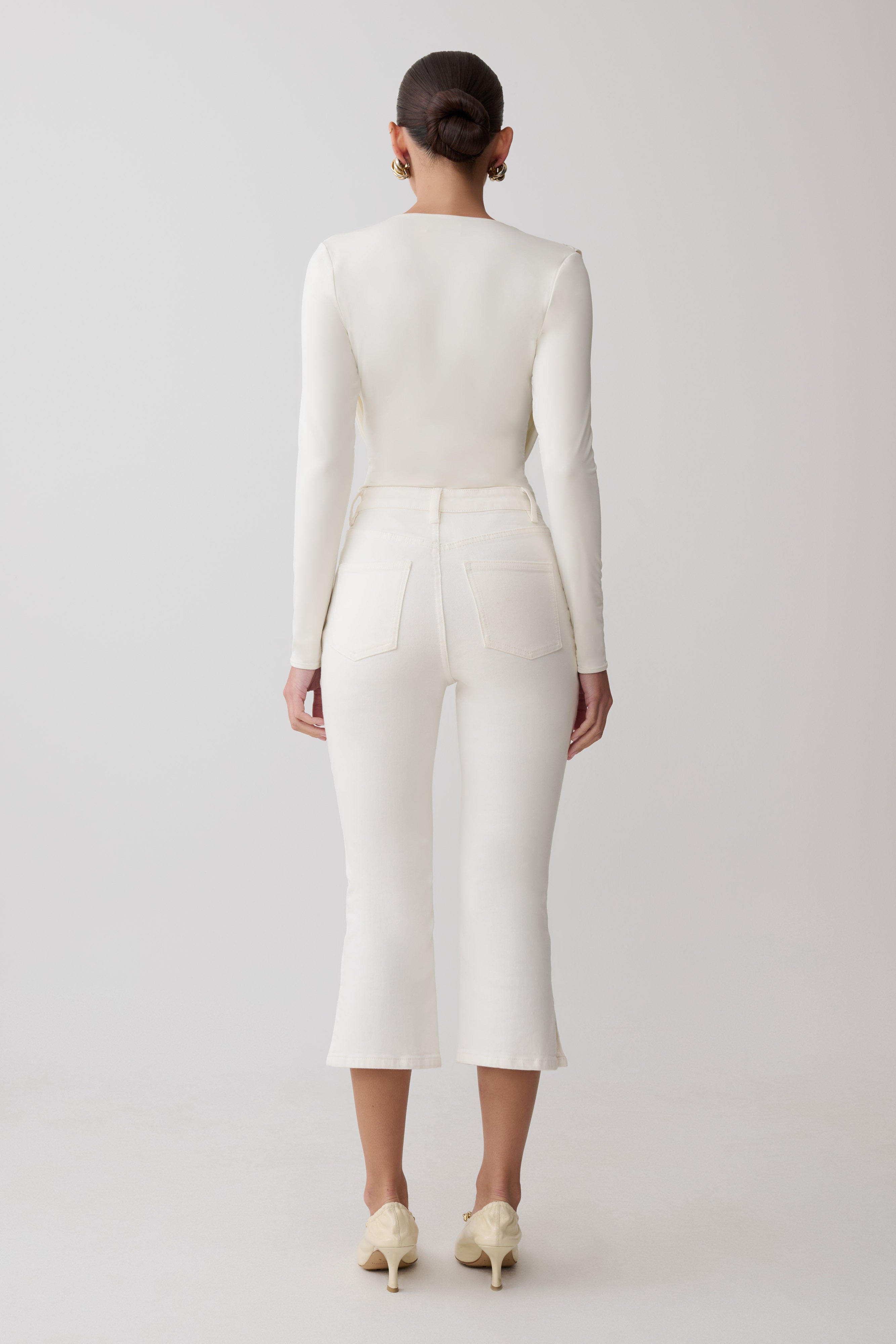 Mary Denim Capris - White