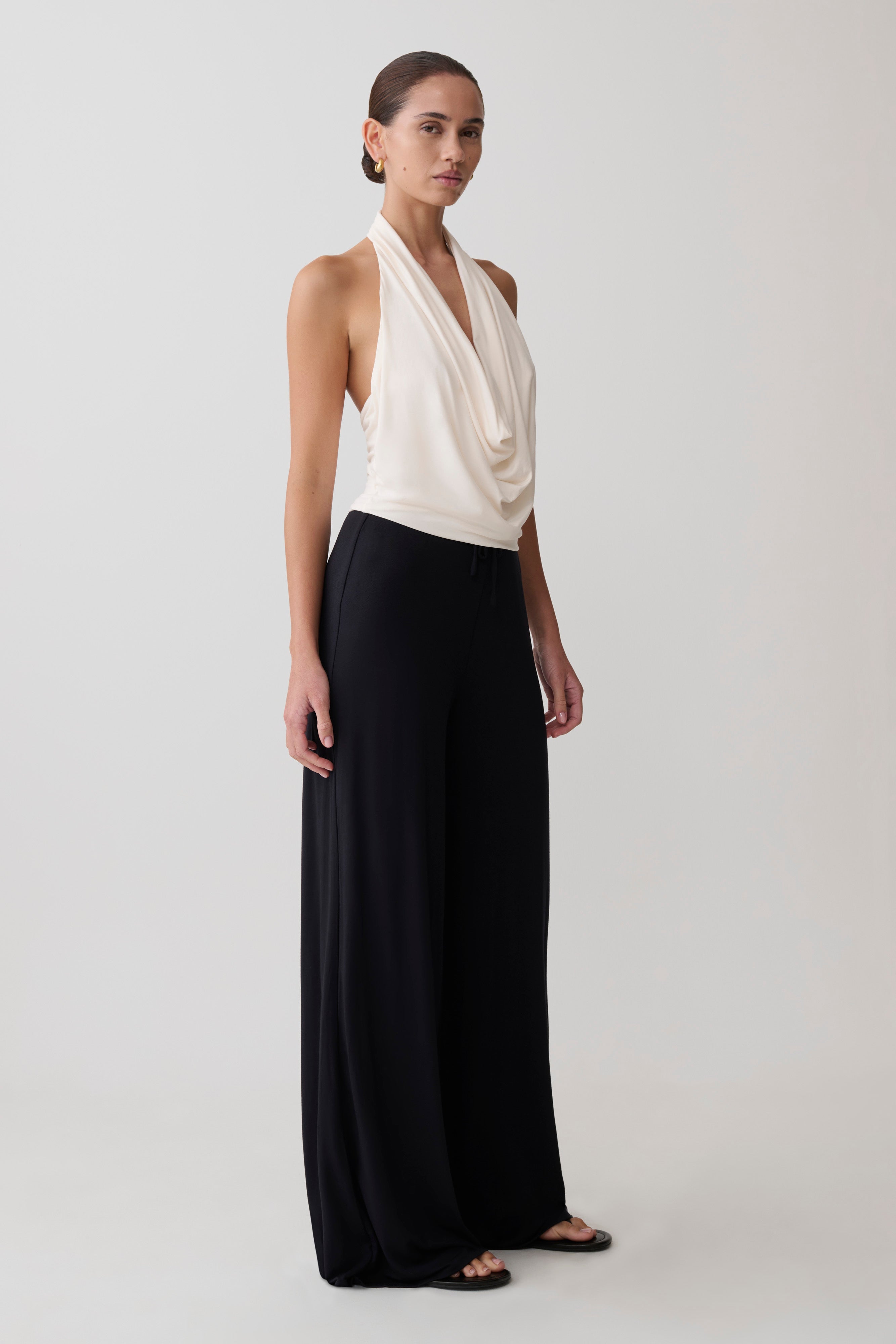 Dewi Wide Leg Modal Pants - Black