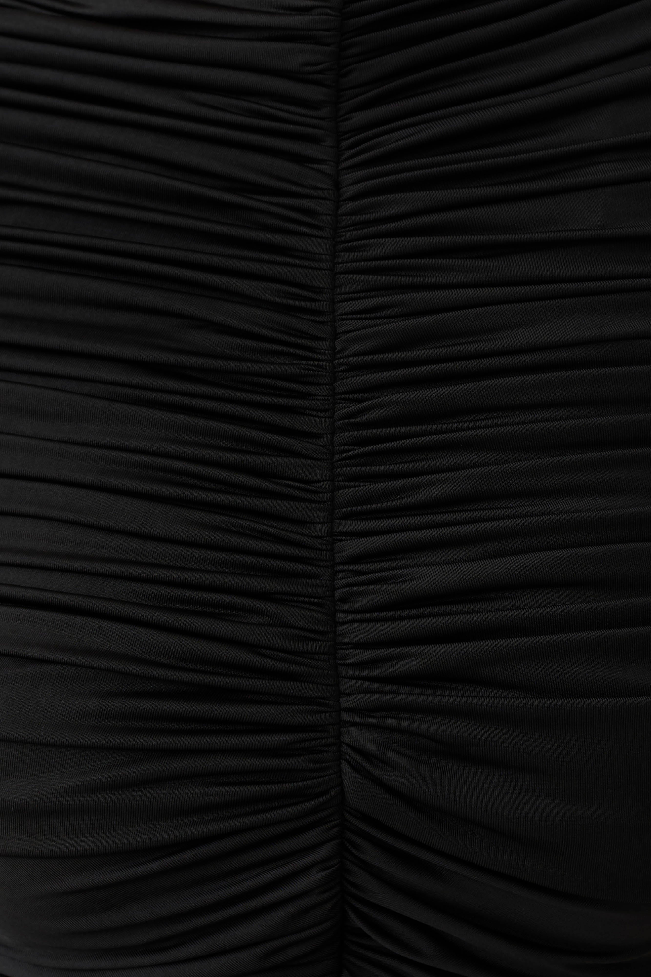 Linh Slinky High Neck Gathered Top - Black