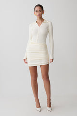 Agness Long Sleeve Button Up Knit Dress - Ivory